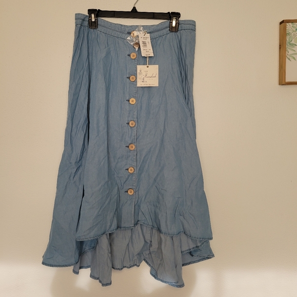 NWT Caffe Marrakesh button front high low skirt - Picture 2 of 4